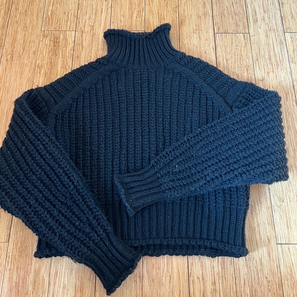H&M knitted cowl neck sweater size small black